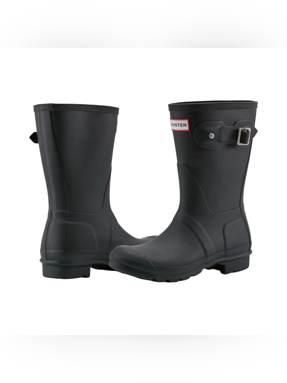 *EUC* Hunter Women’s Matte Black Short Rubber Rain Boots with Buckle